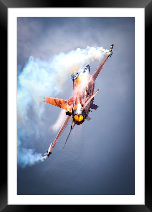 F-16 Orange Lion Framed Mounted Print by J Biggadike