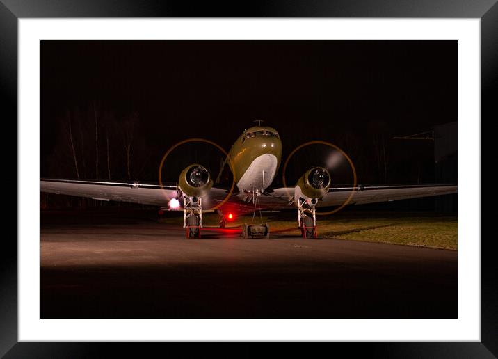 DC-3 Dakota Engine Run Framed Mounted Print by J Biggadike