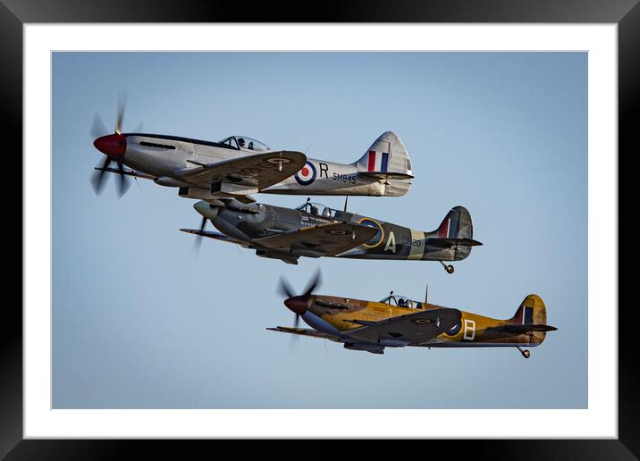 Spitfires Take Off Framed Mounted Print by J Biggadike