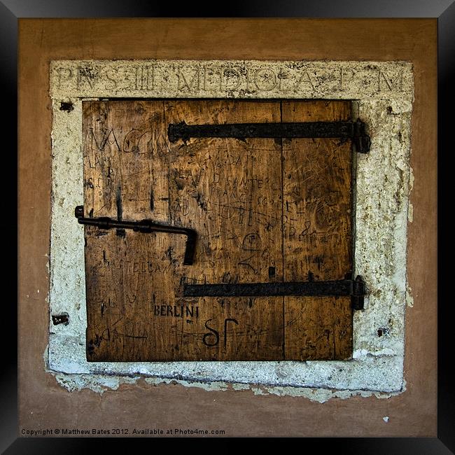 Old Wooden Hatch. Framed Print by Matthew Bates