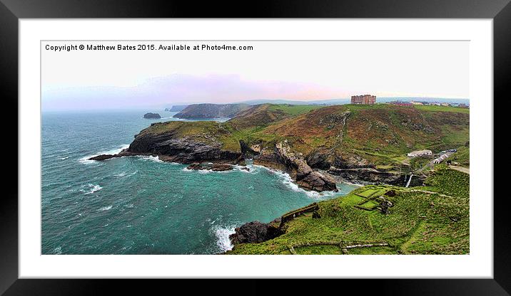 Tintagel Panorama Framed Mounted Print by Matthew Bates