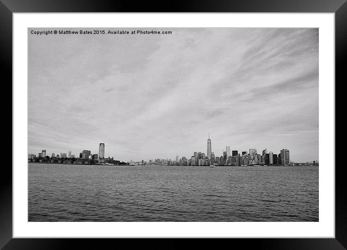 Jersey City and Downtown Manhattan Framed Mounted Print by Matthew Bates