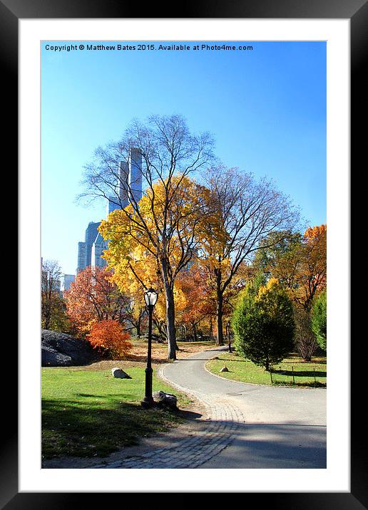 Autumn in Central Park Framed Mounted Print by Matthew Bates