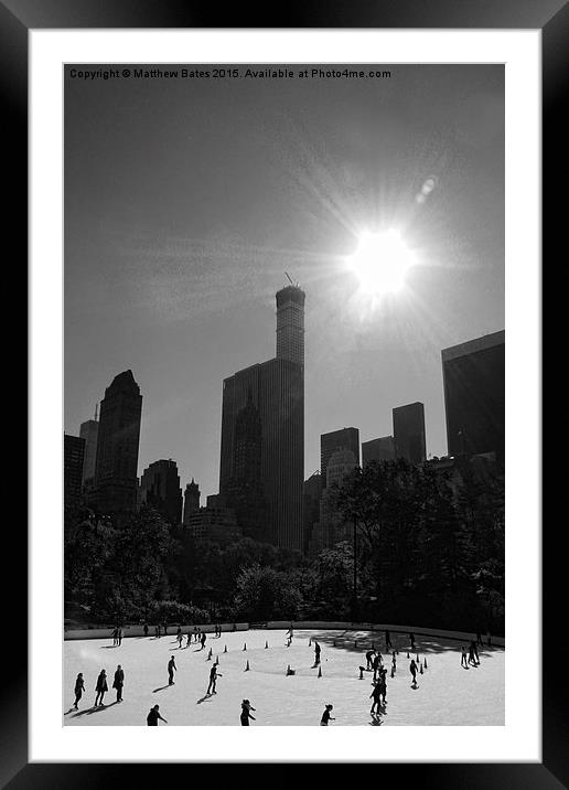Central Park ice rink Framed Mounted Print by Matthew Bates