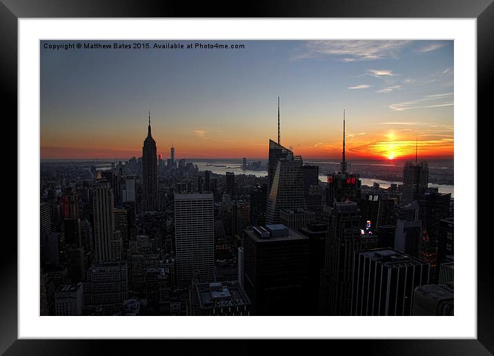 Manhattan Sunset Framed Mounted Print by Matthew Bates