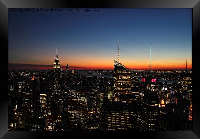 New York Sunset Framed Print by Matthew Bates