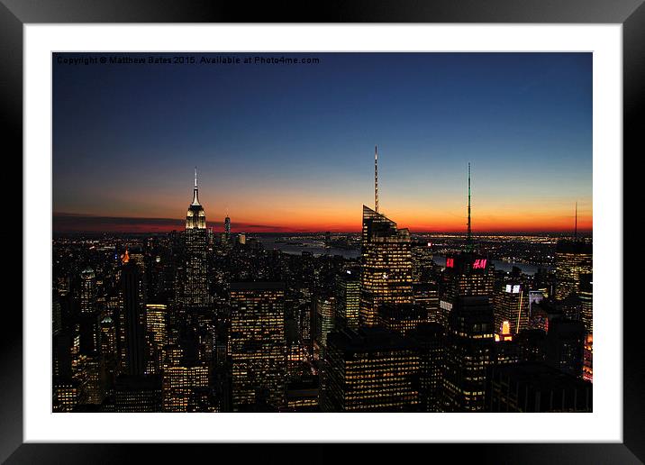 New York Sunset Framed Mounted Print by Matthew Bates
