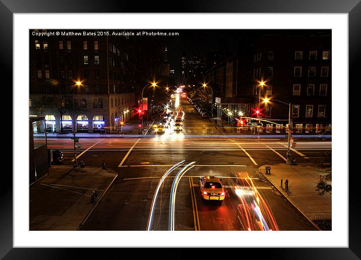 Midnight streets of New York Framed Mounted Print by Matthew Bates