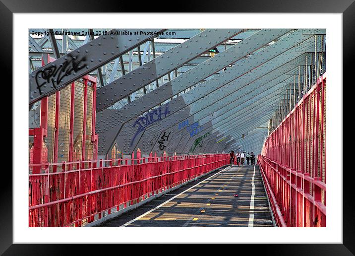  Williamsberg Bridge walkway Framed Mounted Print by Matthew Bates
