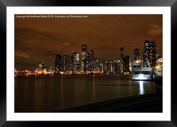 Chicago late night cityscape Framed Mounted Print by Matthew Bates