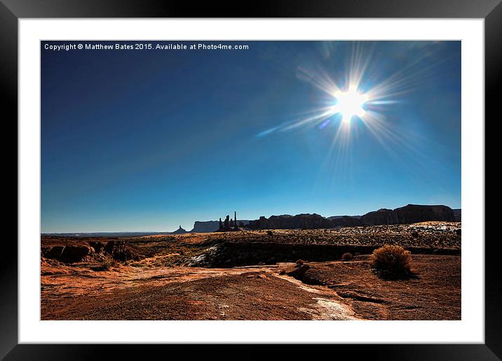 Monument Valley Sun Burst Framed Mounted Print by Matthew Bates