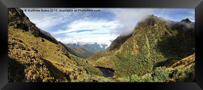 Hidden lake in the Peruvian Andes Framed Print by Matthew Bates