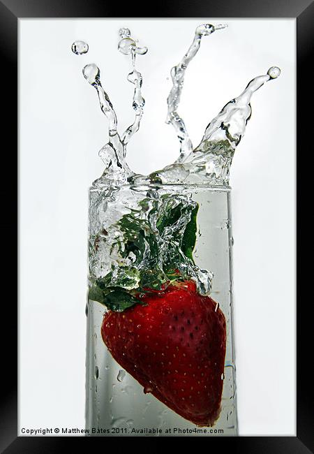 Strawberry Splash Framed Print by Matthew Bates