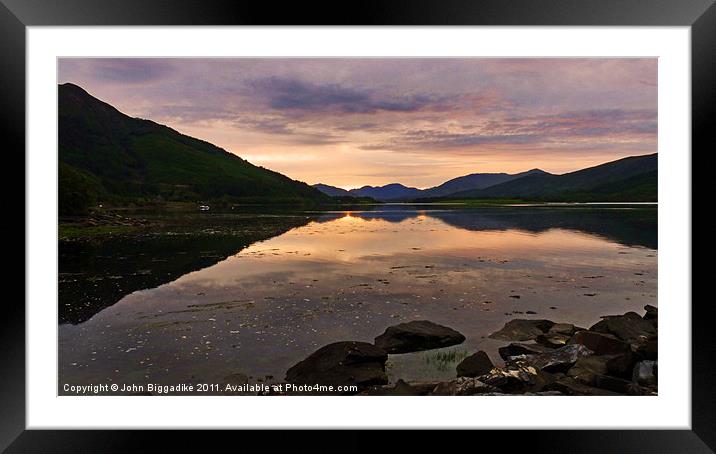 Loch Leven as the sun sets Framed Mounted Print by John Biggadike