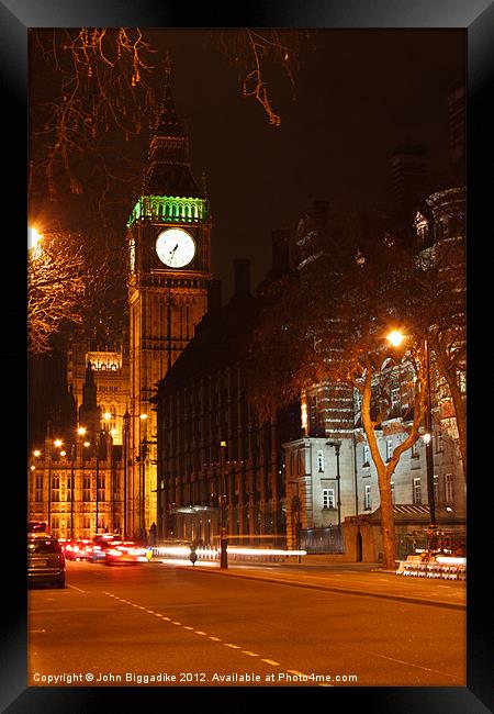 Big Ben at night Framed Print by John Biggadike
