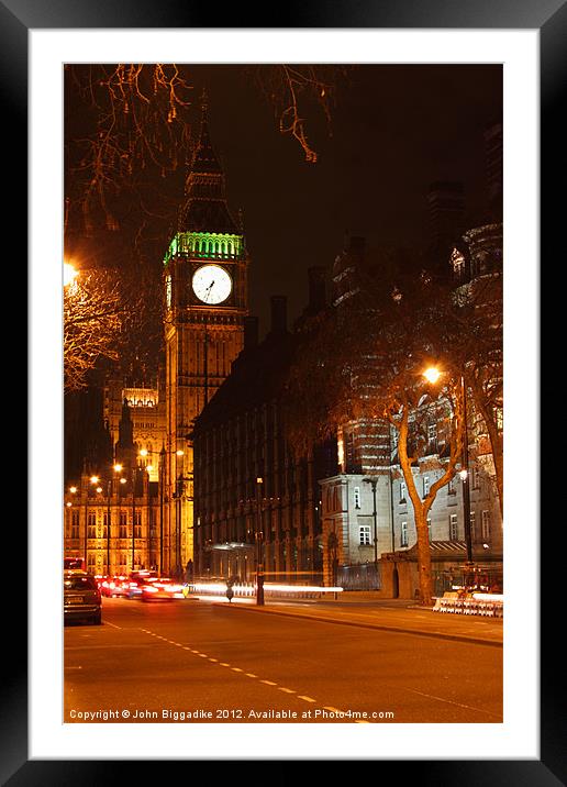 Big Ben at night Framed Mounted Print by John Biggadike