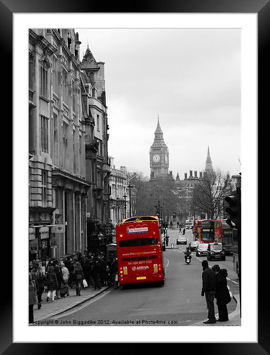 London Bus Framed Mounted Print by John Biggadike