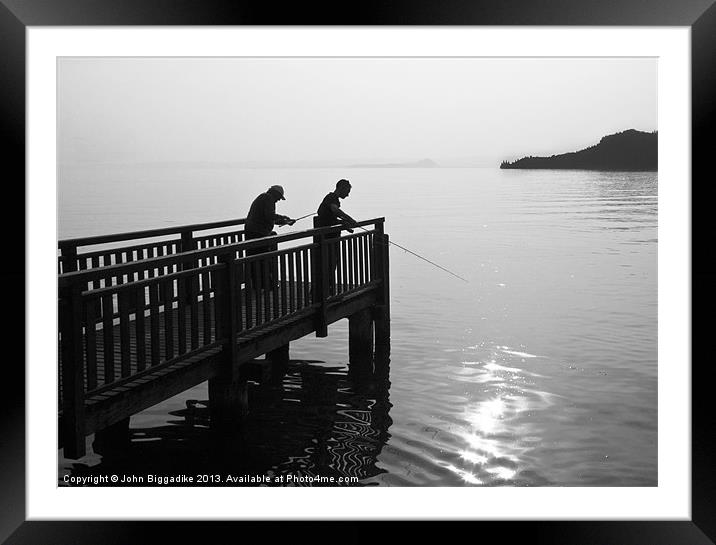 Fishing on Lake Garda Framed Mounted Print by John Biggadike