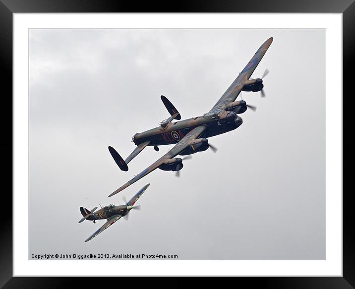 Lancaster and Hurricane Framed Mounted Print by John Biggadike