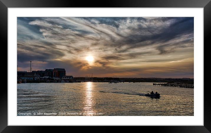 Amble Sunset Framed Mounted Print by John Biggadike