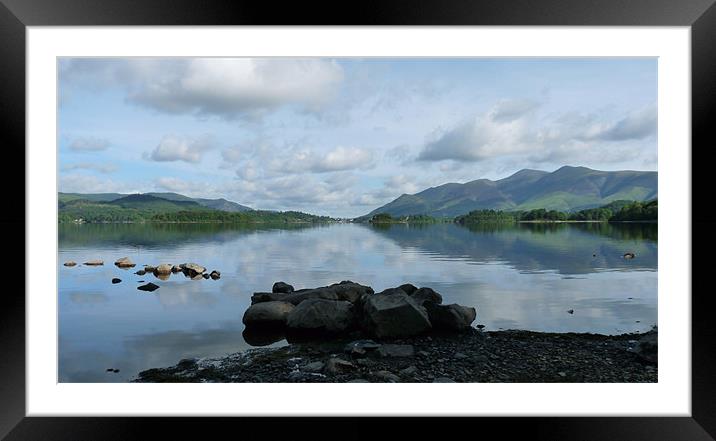 Serene Derwent Water Framed Mounted Print by John Biggadike