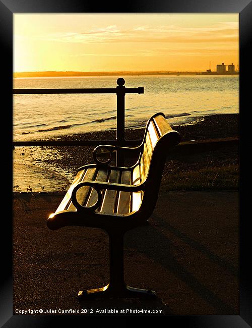 Bench With A View Framed Print by Jules Camfield