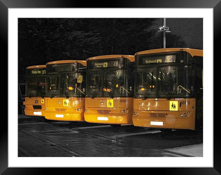 School Buses Framed Mounted Print by Jules Camfield