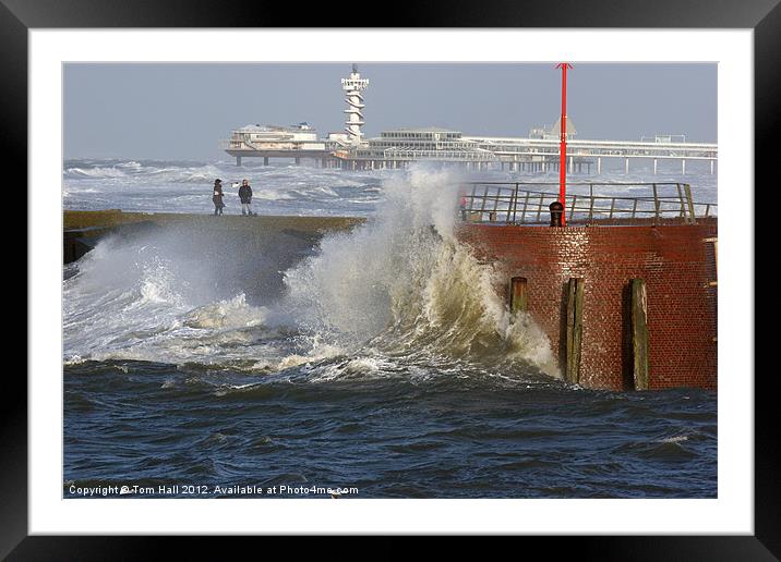 Scheveningen harbor at rough times Framed Mounted Print by Tom Hall