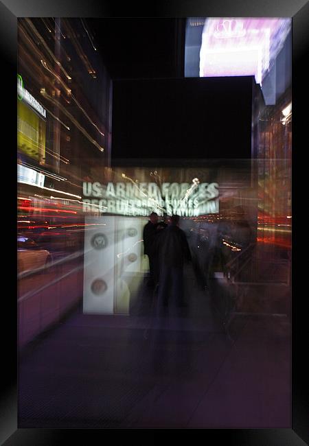 Times Square By lights = chaos Framed Print by Tom Hall
