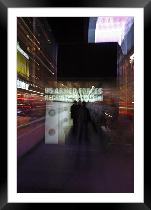 Times Square By lights = chaos Framed Mounted Print by Tom Hall