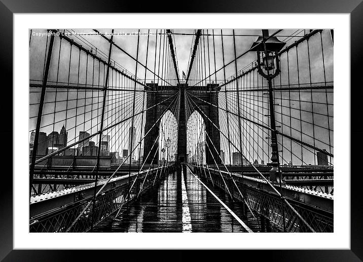  New York Brooklyn Bridge Framed Mounted Print by Lee Morley