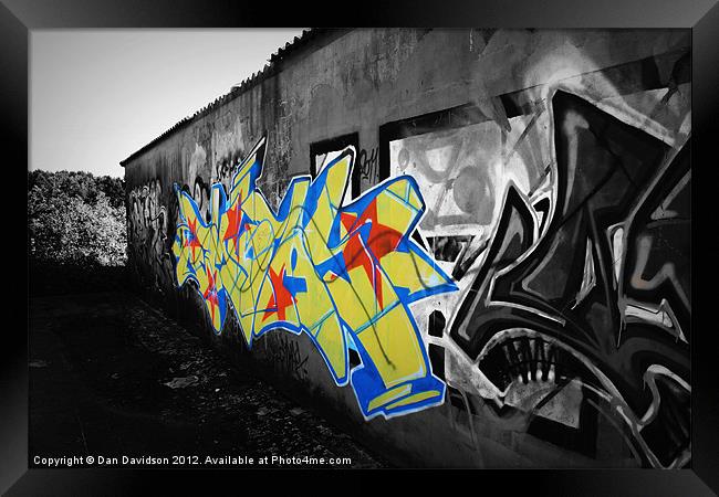 Boys Village Graffiti Selective Colour Framed Print by Dan Davidson
