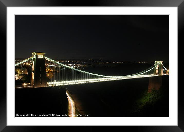 Clifton Suspension Bridge at Night Framed Mounted Print by Dan Davidson