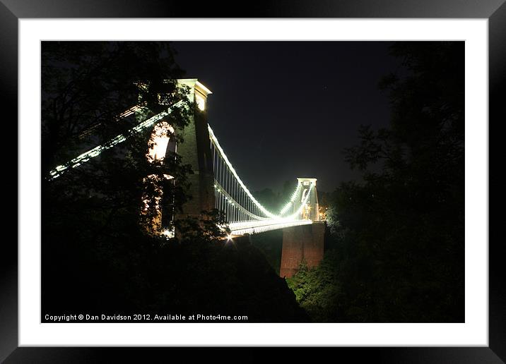 Clifton Suspension Bridge lit up Framed Mounted Print by Dan Davidson