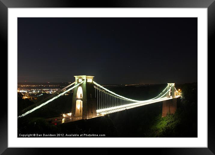 Clifton Suspension Bridge lights Framed Mounted Print by Dan Davidson