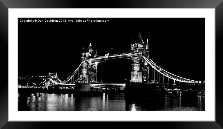 Tower Bridge Mono Framed Mounted Print by Dan Davidson