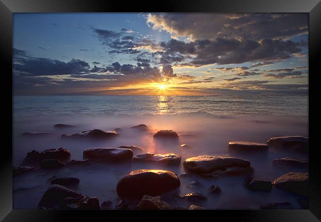 Sunrise At Saltwick Bay Framed Print by Wayne Shipley