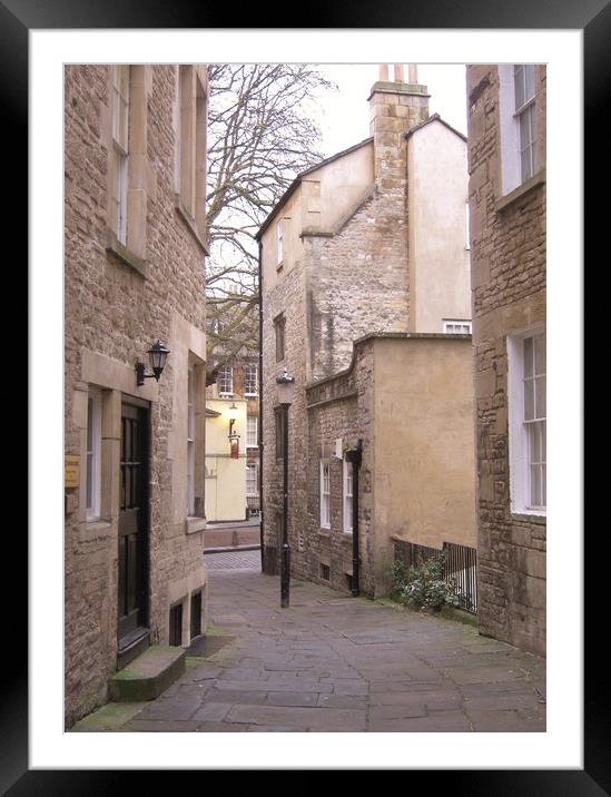 A Dickensian street in Bath. Framed Mounted Print by Heather Goodwin