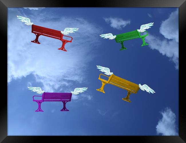 Flying Benches. Framed Print by Heather Goodwin