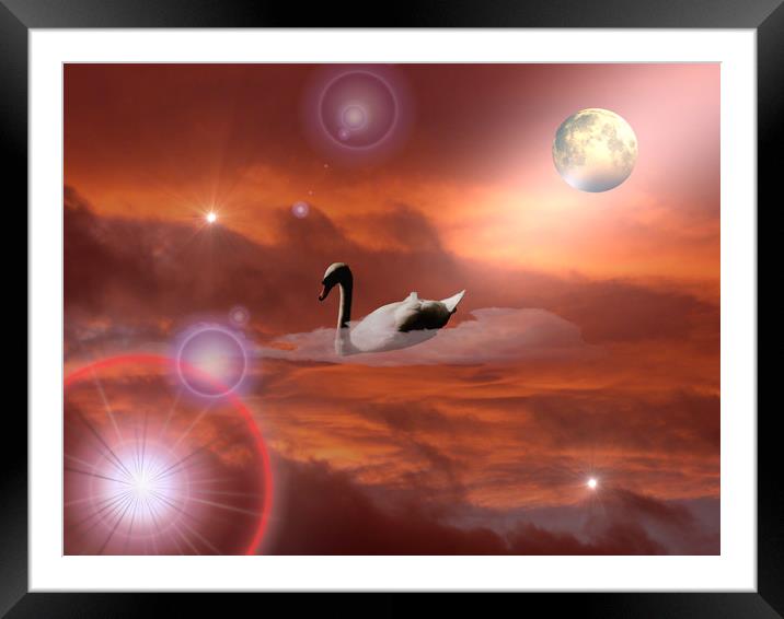 Sky Swanning! Framed Mounted Print by Heather Goodwin