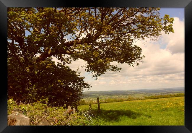 Blagdon Somerset, Across the Fields. Framed Print by Heather Goodwin