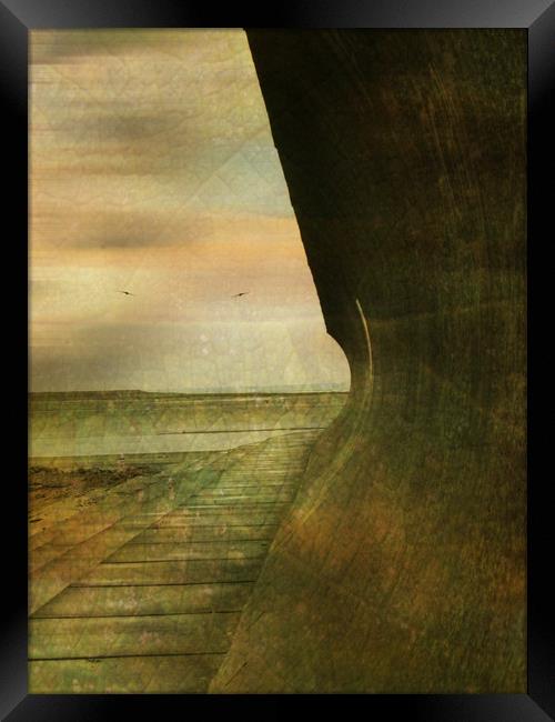 Sea Wall (2) - Burnham on Sea. Framed Print by Heather Goodwin