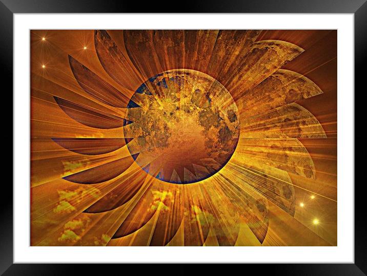 Aztec Sun  Disc.  Framed Mounted Print by Heather Goodwin