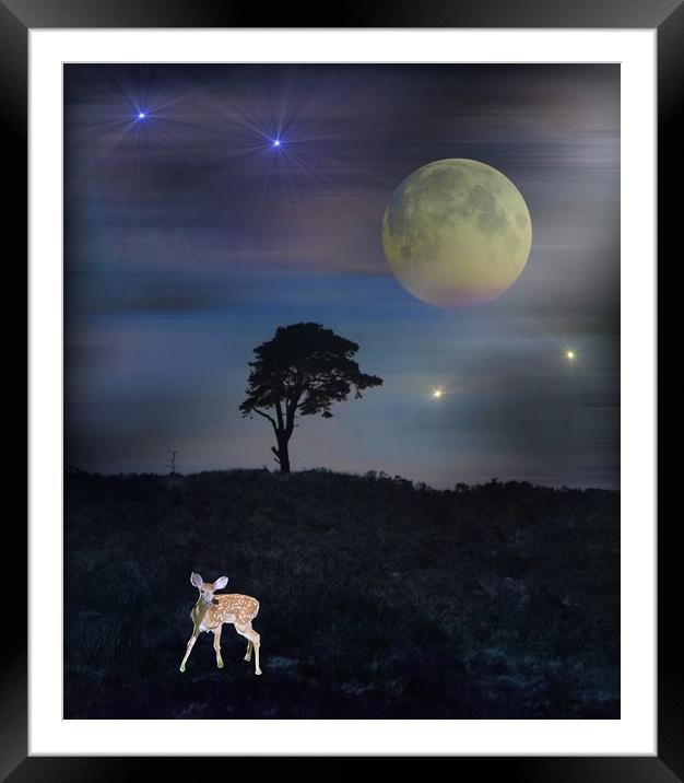  The Moon Gazer. Framed Mounted Print by Heather Goodwin