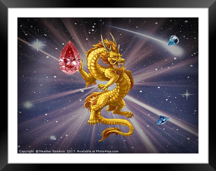  GoldenDragon Guardian. Framed Mounted Print by Heather Goodwin