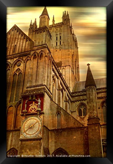 The Wells Cathedral Clock. Framed Print by Heather Goodwin