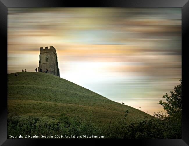 Evening At Glastonbury Framed Print by Heather Goodwin