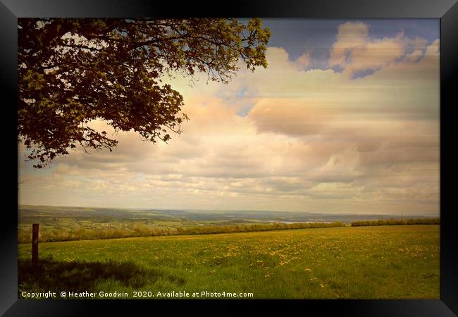 On Top of Blagdon Lakes Framed Print by Heather Goodwin