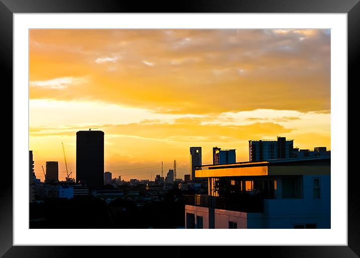Bangkok Skyline at Sunset Framed Mounted Print by Jonathan Callaghan