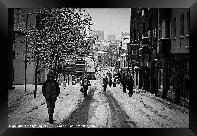 Snowy Brighton Black + White 02 Framed Print by Martyn Taylor